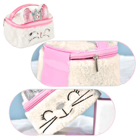 Mjuk Kosmetisk Väska för Barn Kanin Glittrig Vit 20cm