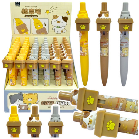 Gelpenna med katt i ask Blått bläck 0,5 mm