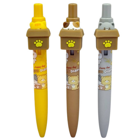 Gelpenna med katt i ask Blått bläck 0,5 mm