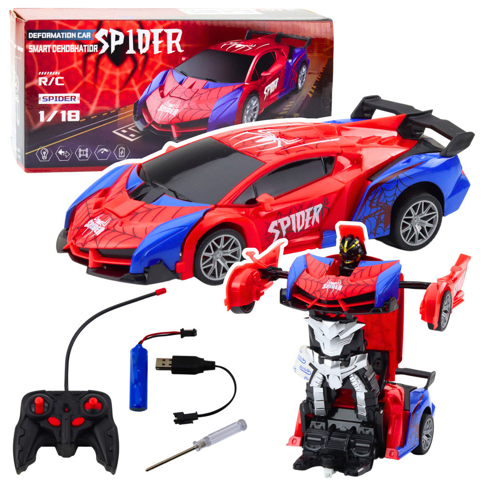 Bil Robot Spider Spider Fjärrstyrd 2-i-1 Ljus Ljud