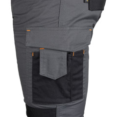 Arbetsbyxor MixMatch, Canvas, förstärkta med Cordura, gråsvarta, storlek S.