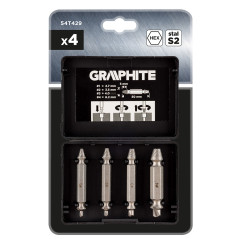 Dubbeländade skruvmejslar för avbrutna skruvar eller skadade muttrar, set med 4 stycken.