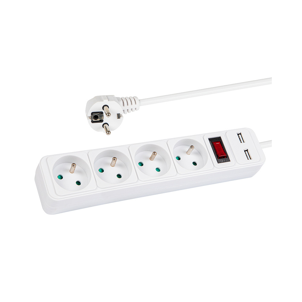 98-784 Förlängningskabel pr-470wspusb 4-uttag+usb med jordning+strömbrytare 3m vit 3x1,5mm 98-784 Förlängningskabel pr-470wspusb 4-uttag+usb med jordning+strömbrytare 3m vit 3x1,5mm