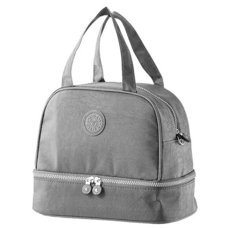 Isolerad termisk frukostväska med justerbar rem Grå 27cm