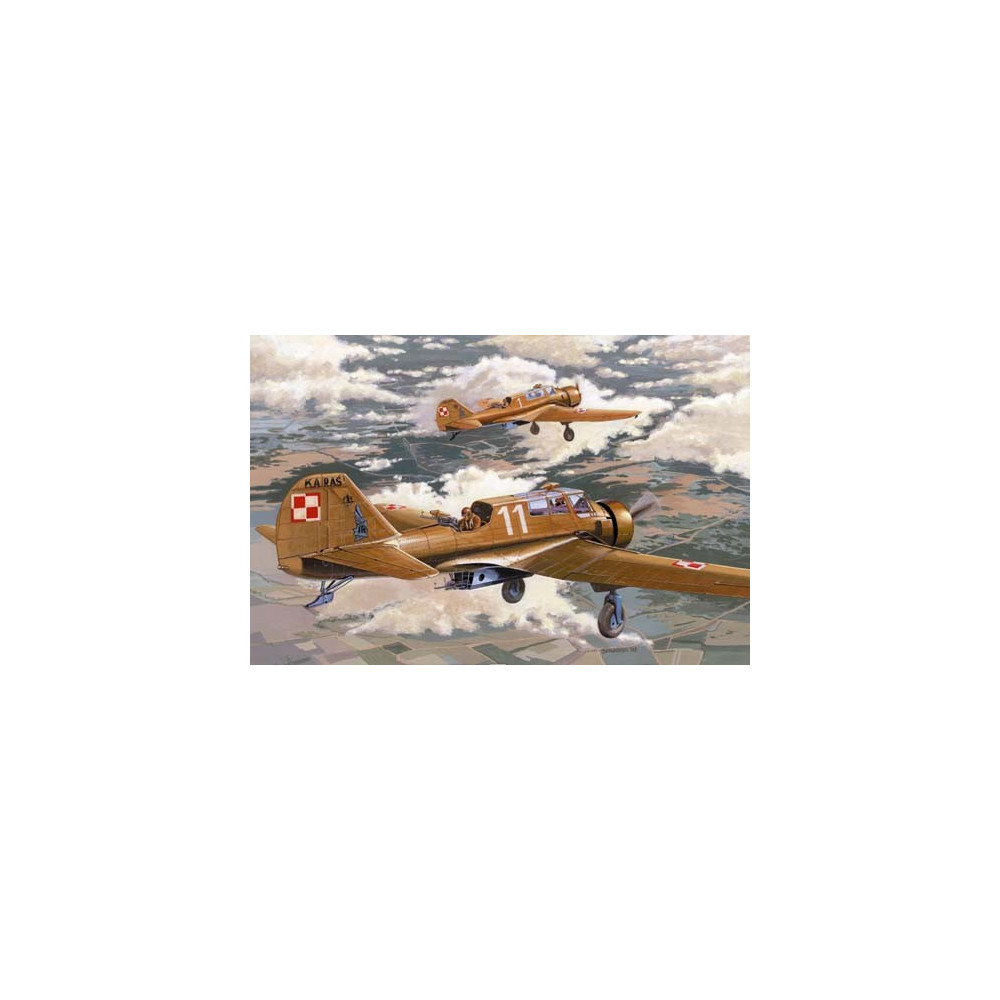 Modell i plast PZL-23A Karas tidig version