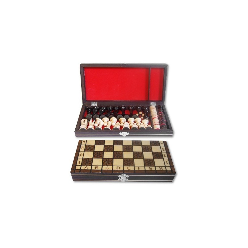 Schack- och damspel i trä