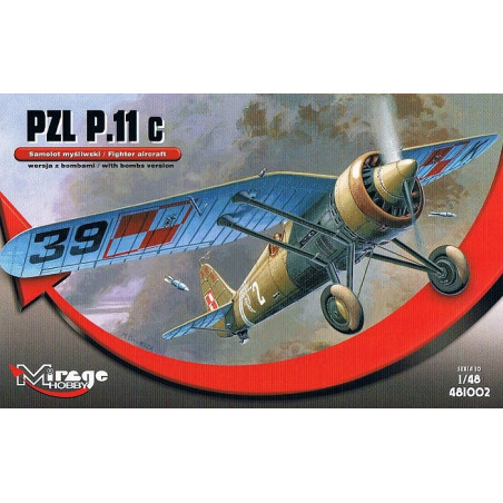 Modell i plast av PZL P-11c version med bomber