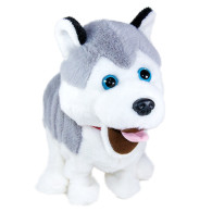 Interaktiv maskot Figo, en hund som reagerar på kommandon, husky.