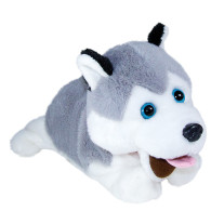Interaktiv maskot Figo, en hund som reagerar på kommandon, husky.