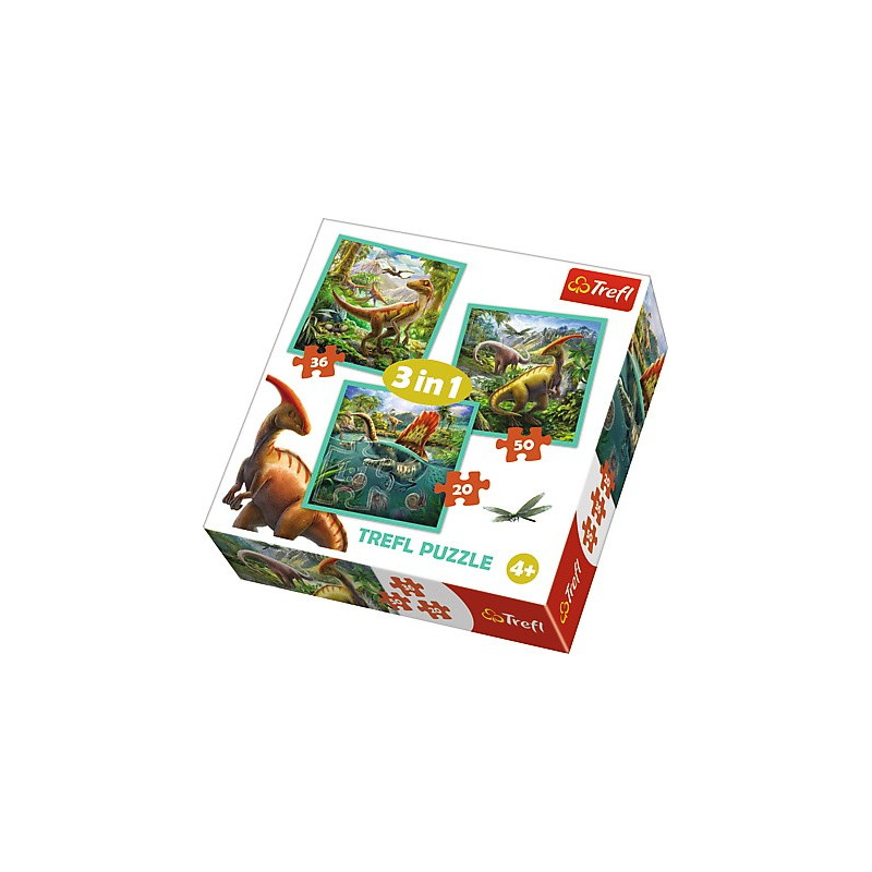 Pussel 3i1 - en extraordinär värld av dinosaurier
