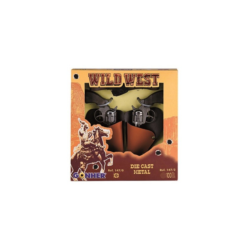 Ett set med cowboyrevolvrar, metallgonher 1470.