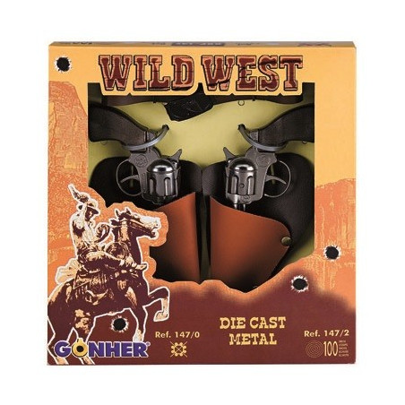 Ett set med cowboyrevolvrar, metallgonher 1470.