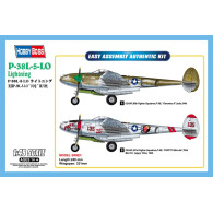 Modell av plast p-38l-5-l0 Lightning, amerikanskt stridsflygplan.