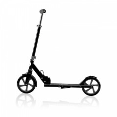 Svart hopfällbar sparkcykel.