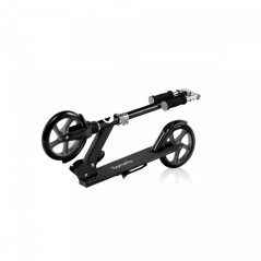 Svart hopfällbar sparkcykel.