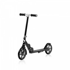 Svart hopfällbar sparkcykel.