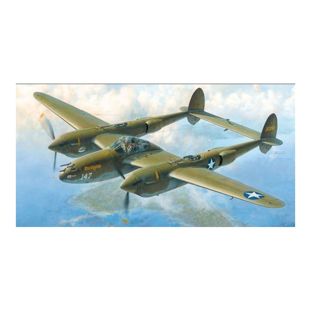 Modell i plast av Lockheed P-38 FG Lightning