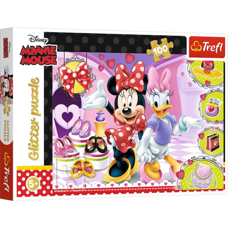 Pussel med 100 delar glitter Minnie och paljetter | HandlaSmidigt.se
