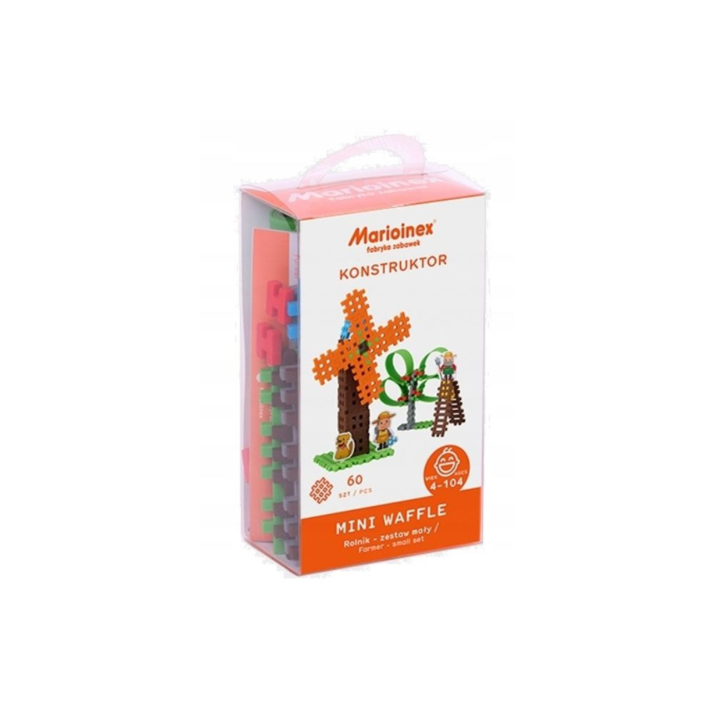 Klocki konstrukcyjne mini waffle - rolnik zestaw mały blister