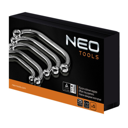 Öglade nycklar böjda 9-22 mm, set med 5 stycken.