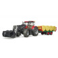 Traktor case ih 300 cvx med lastare och släpvagn