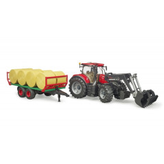 Traktor case ih 300 cvx med lastare och släpvagn