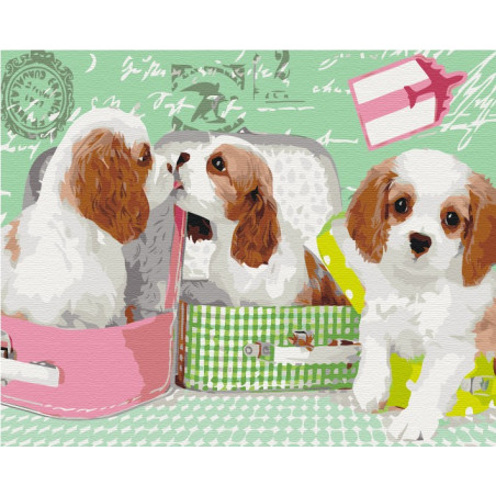 Målning efter nummer. Söta valpar.