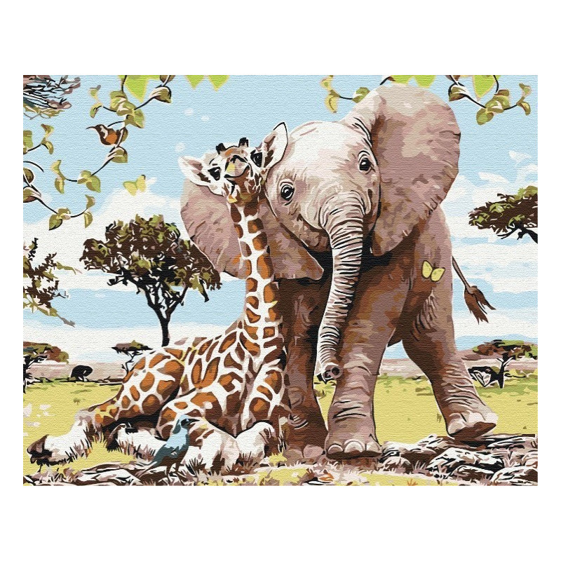 Målning efter nummer. Vänner från safari.