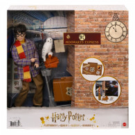 Set med en Harry Potter-docka på plattform 9 3/4.
