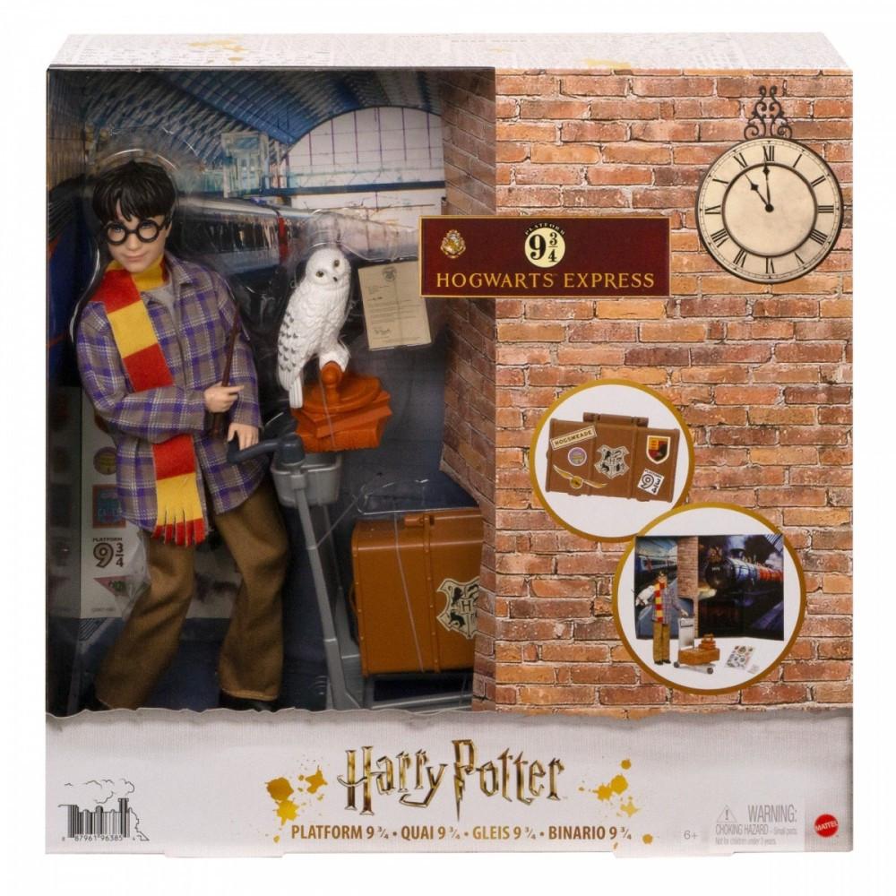 Set med en Harry Potter-docka på plattform 9 3/4. Set med en Harry Potter-docka på plattform 9 3/4.