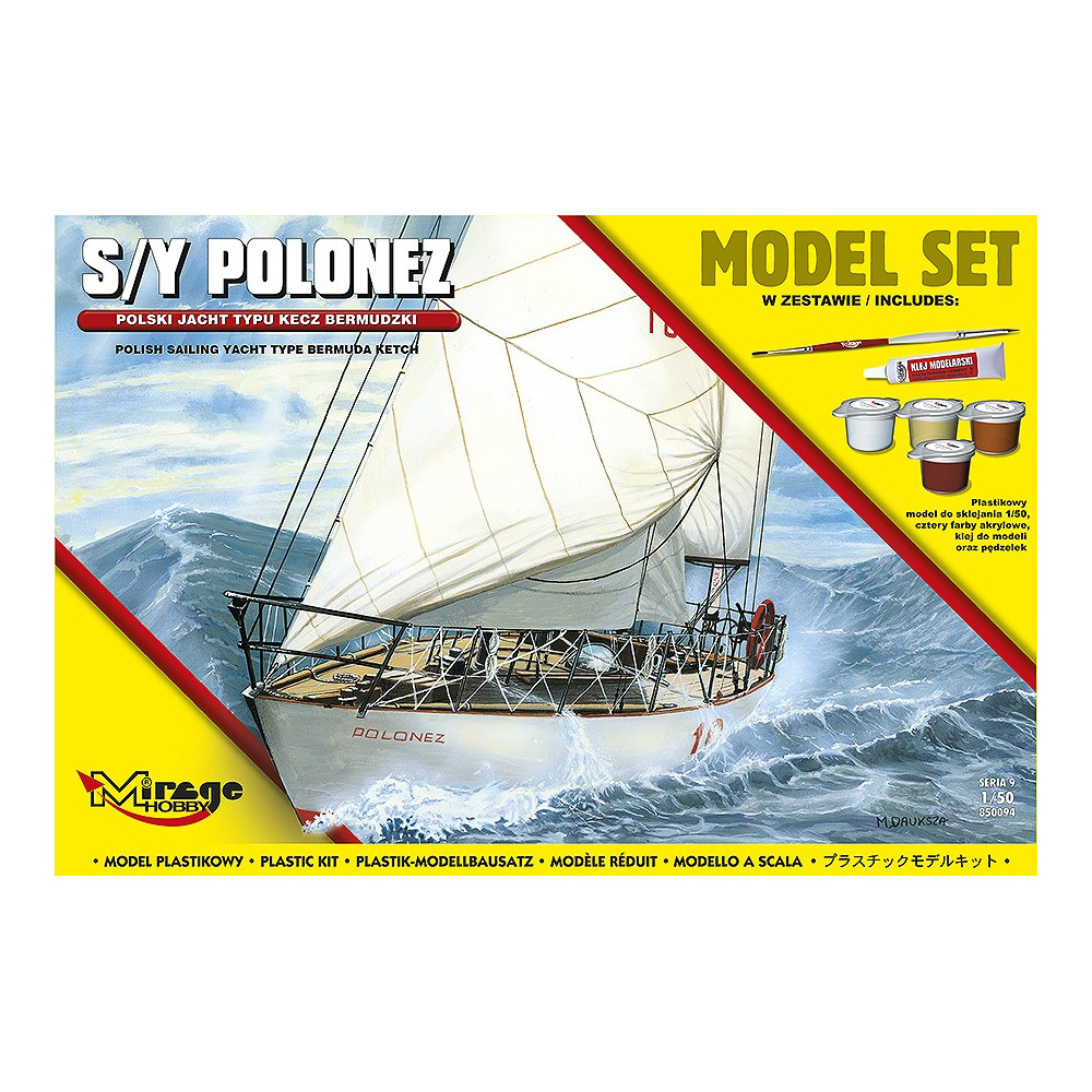 Modell av en polsk plastsegelbåt av typen Bermuda ketch 150.