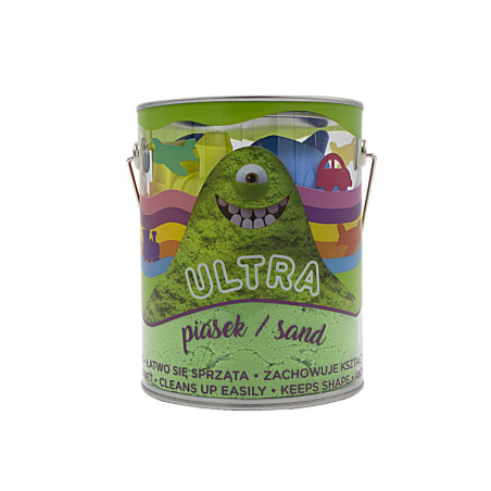 Sand ultra sand burk 900g 4 stora formar 2 verktyg gröna fordon