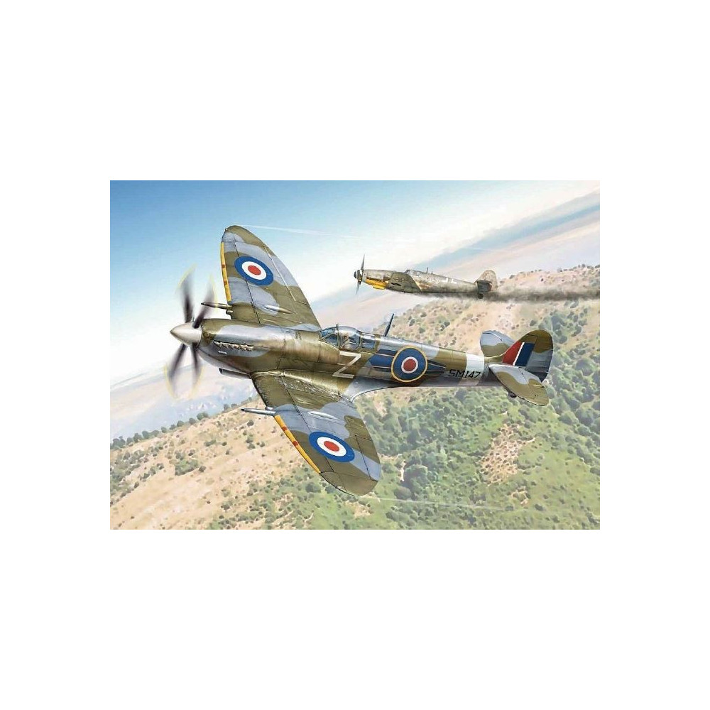 Modell av en plast Spitfire Mk.IX i skala 1:48.