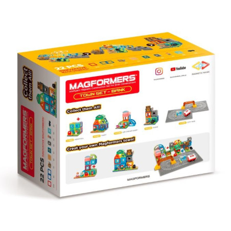 Set med magnetiska klossar stad - bank 22 delar