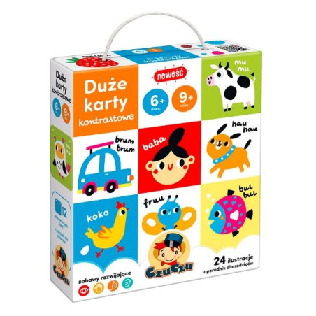 Stora kontrastkort för barn 6 och 9 månader+.