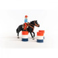 Set med cowboy- och hästfigurer och en hästkapplöpning runt tunnor i Farm World.