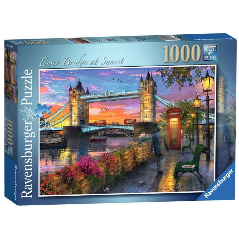 Pussel med 1000 delar solnedgång över Tower Bridge.