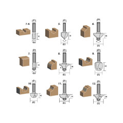 Fräsar med skaft 8 mm, set om 12 stycken.