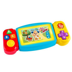 Konsolen för den lilla spelaren lär och skrattar.