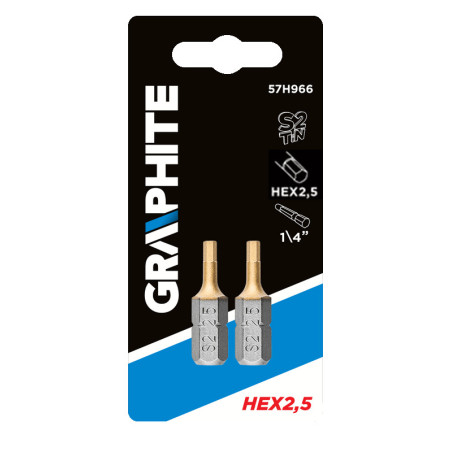Bits med sexkant 2,5 x 25 mm, 2 stycken.