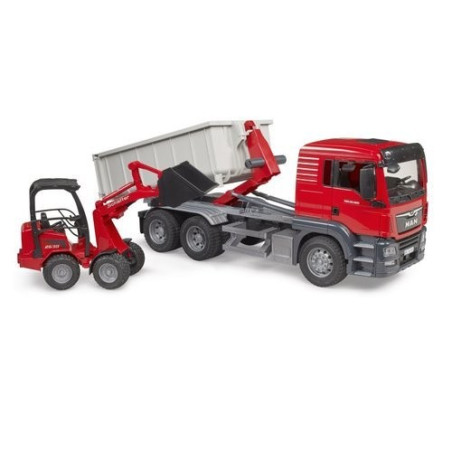 For fordonet MAN TGS med rullcontainer och minigrävare