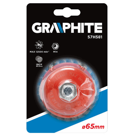 Borste förborstad 65 mm x M14, rostfritt stål