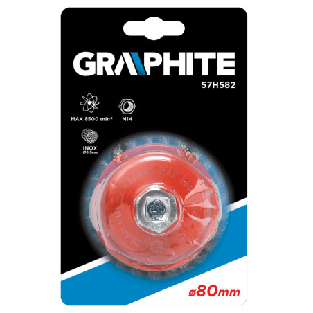 Borste förborstad 80 mm x M14, rostfritt stål