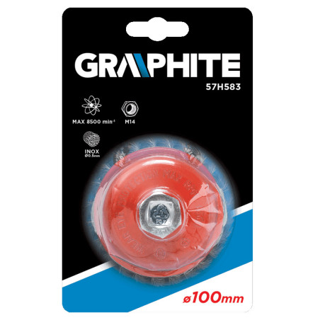 Borste förborstad 100 mm x M14, rostfritt stål