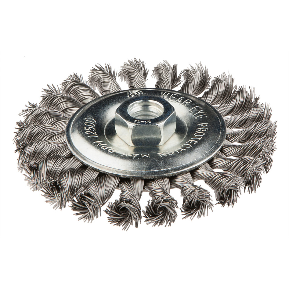 Ståltrådsborste skivformad 115 mm x M14, rostfritt stål Ståltrådsborste skivformad 115 mm x M14, rostfritt stål