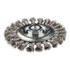 Rund stålborste 125 mm x M14, rostfritt stål