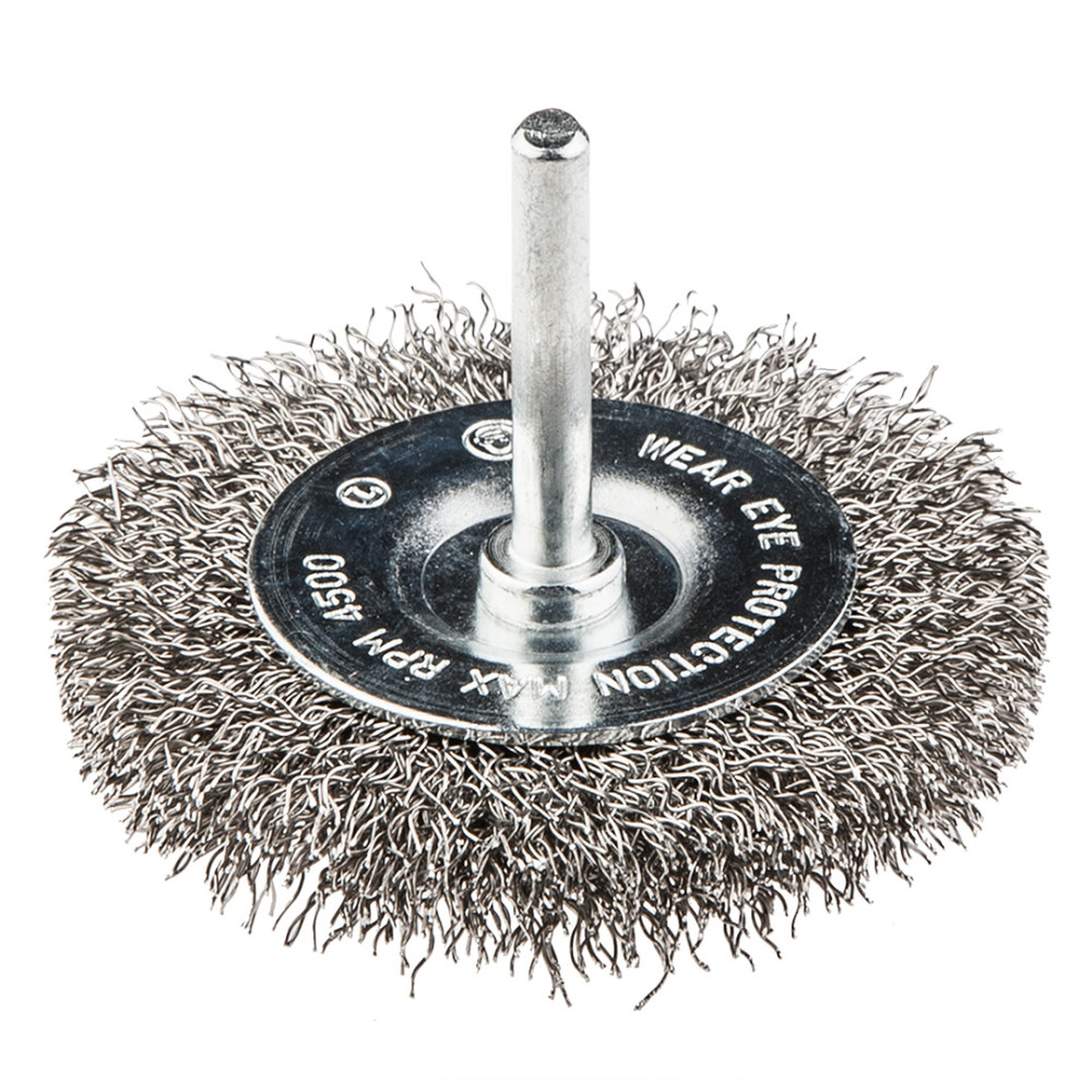 Szczotka druciana tarczowa z trzpieniem 50 mm, INOX Szczotka druciana tarczowa z trzpieniem 50 mm, INOX