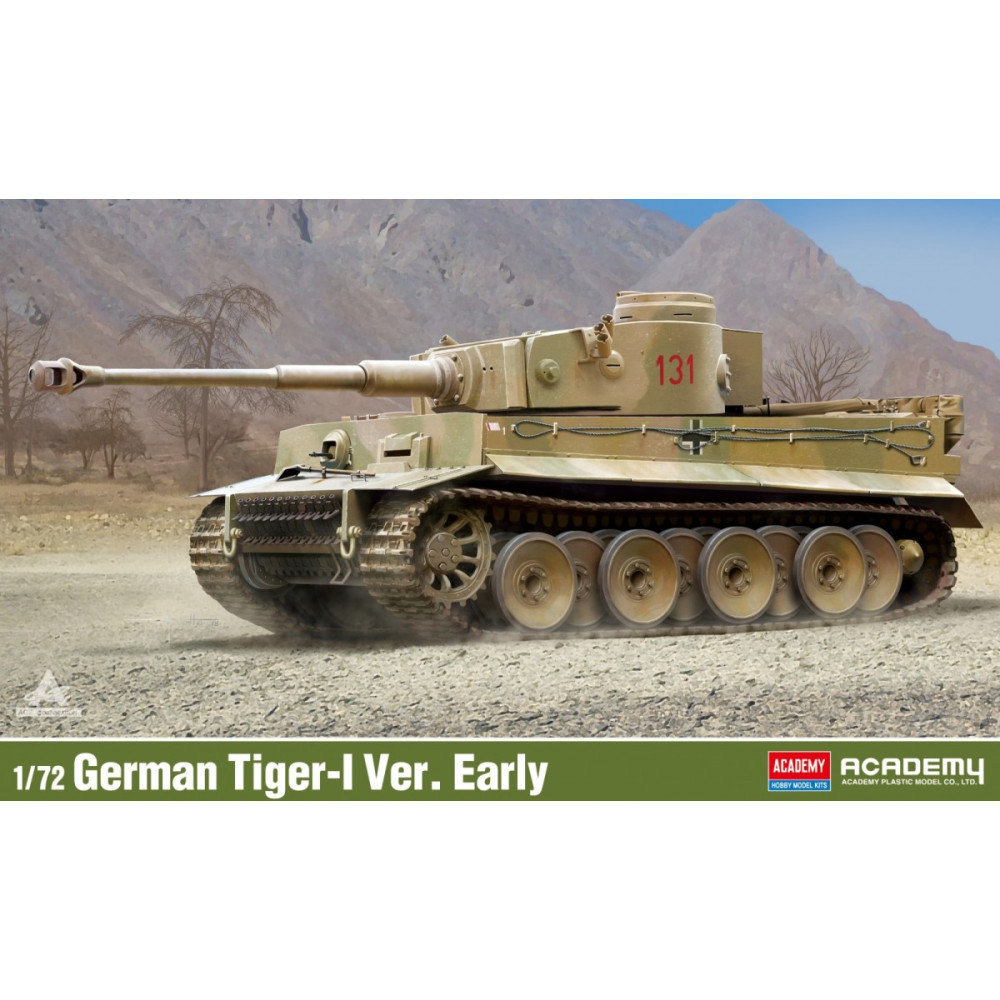 Modell av plastpansarvagn Tiger 1 ver. tidig 1:72