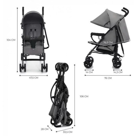 Promenadvagn tik stengrå