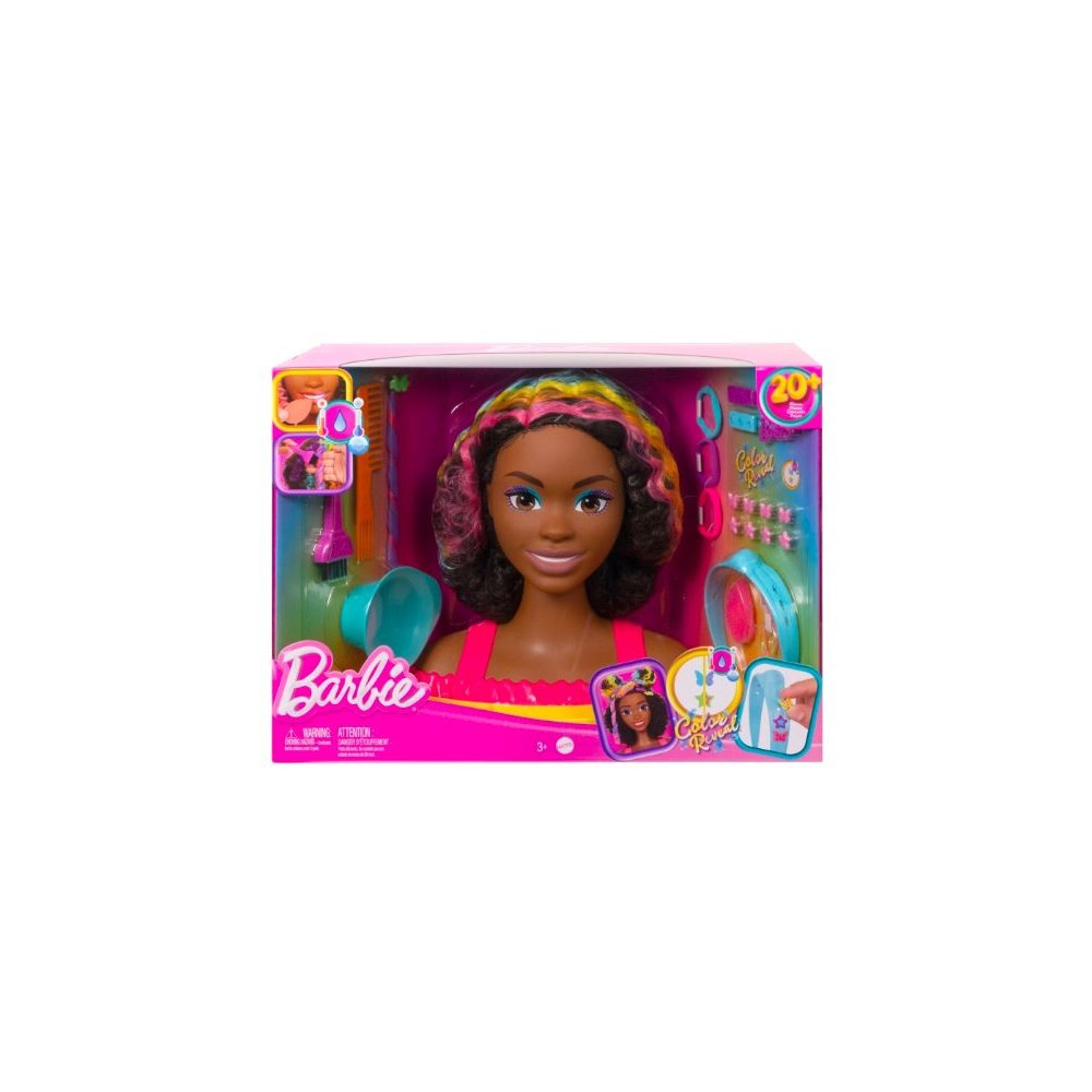 Barbie styling head neon rainbow curly hair Barbie styling head neon rainbow curly hair